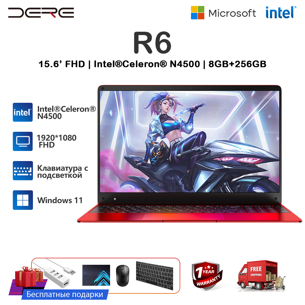 DERE R6 Laptop 15.6 inch 12GB RAM + 512GB SSD Laptop Intel Celeron N4500 Dual WiFi Backlit Keyboard Computer Windows 11 Pro Notebook Business Office Study Laptop student laptop