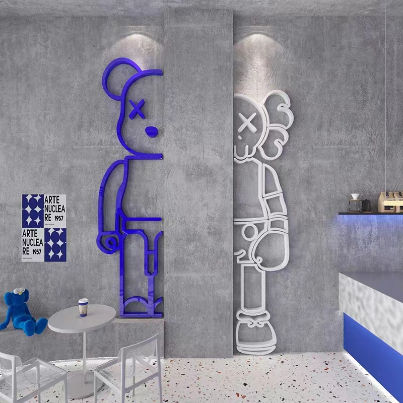 【DAORUI】Kaws acrylic wall sticker creative wall decoration cute bear cartoon wall decoration self-adhesive waterproof 3D wallpaper