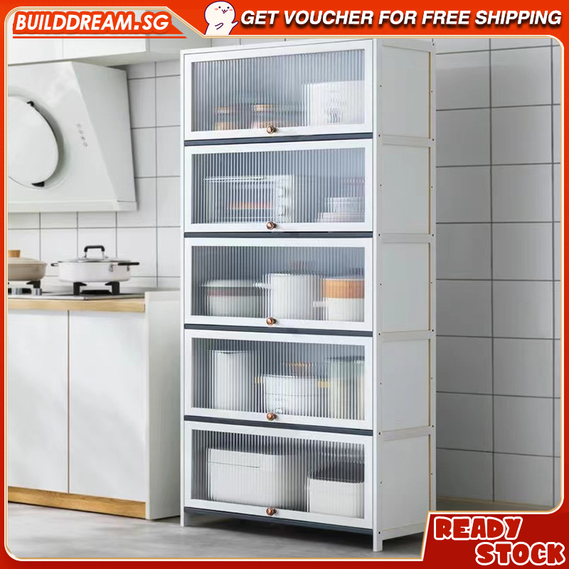 1/2/3/4/5Tier Multilayer White Kitchen White Dustproof Bamboo