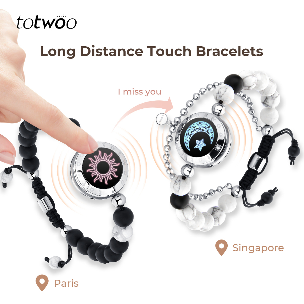 TOTWOO Vibration & Light Up Bracelets for Couple, Promise Couple