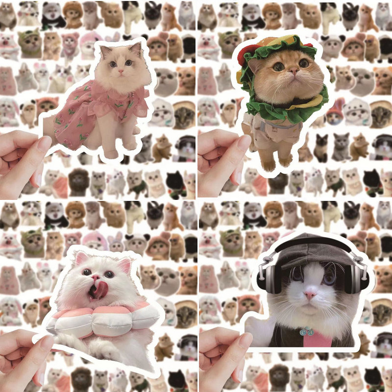 60PCS Waterproof Stickers for iPad Laptop Mac Cute Kittens Cats MEME ...