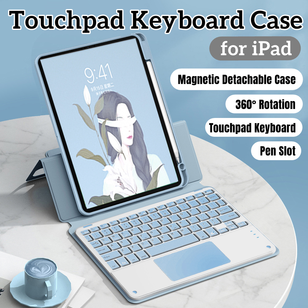 NIXXOS for iPad Touchpad Keyboard Case 360°Magnetic Detachable