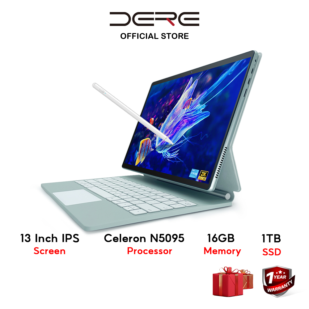 DERE Laptop T30 Pro Tablet Laptop 2 in 1| 16GB RAM+1TB SSD | 13 Inch 2K IPS Screen | Windows11 | 11th Gen Up To 2.9GHz | Touch Screen Laptop | Support Stylus | Tablet Computer | Tablet Laptop | Pad | 