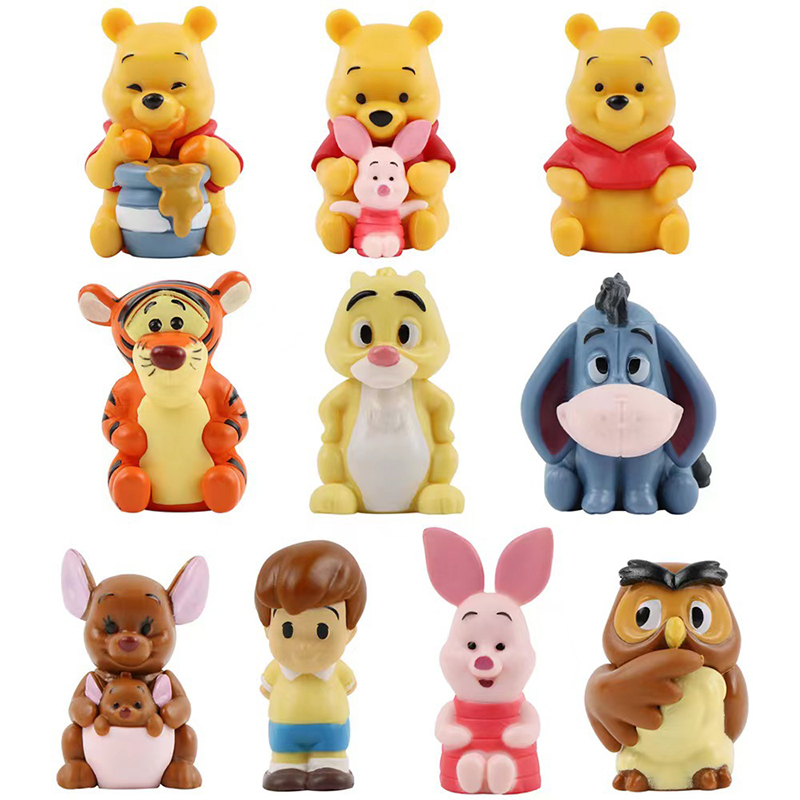 10pcs Winnie the Pooh Bear Action Figures Rabbit Tigger Eeyore Piglet ...