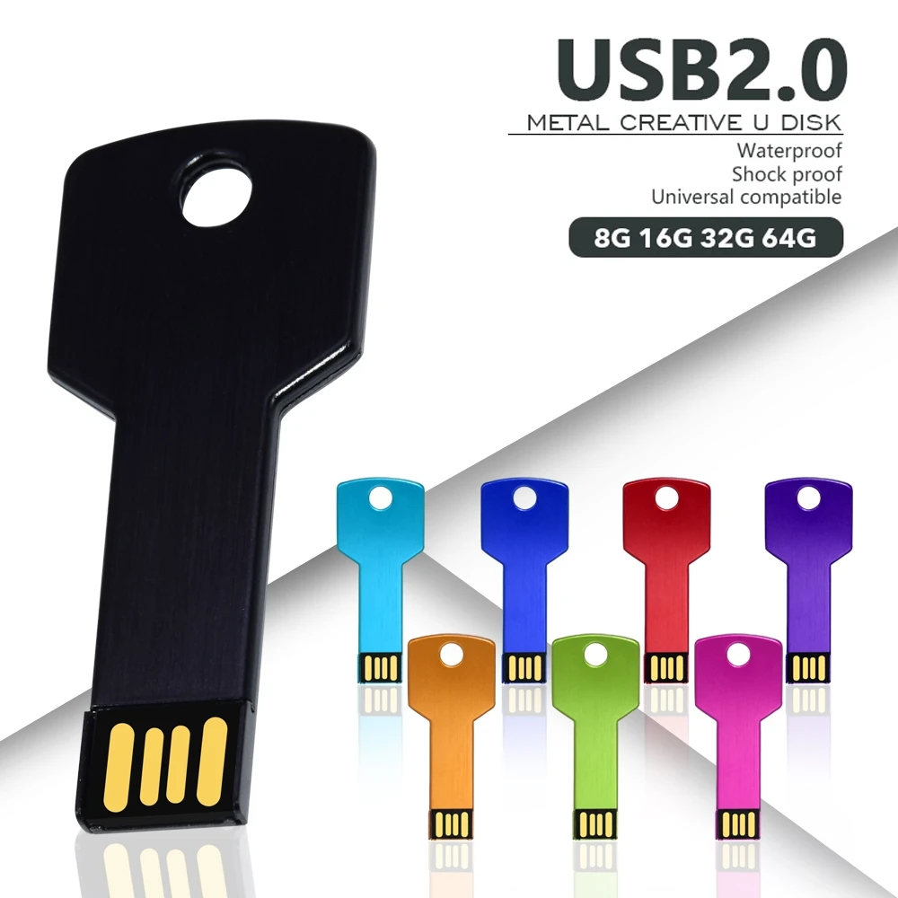 USB 2.0 Flash Drive 32GB 64GB 128GB 2TB Metal Key Pendrive 16GB 8GB 4GB ...