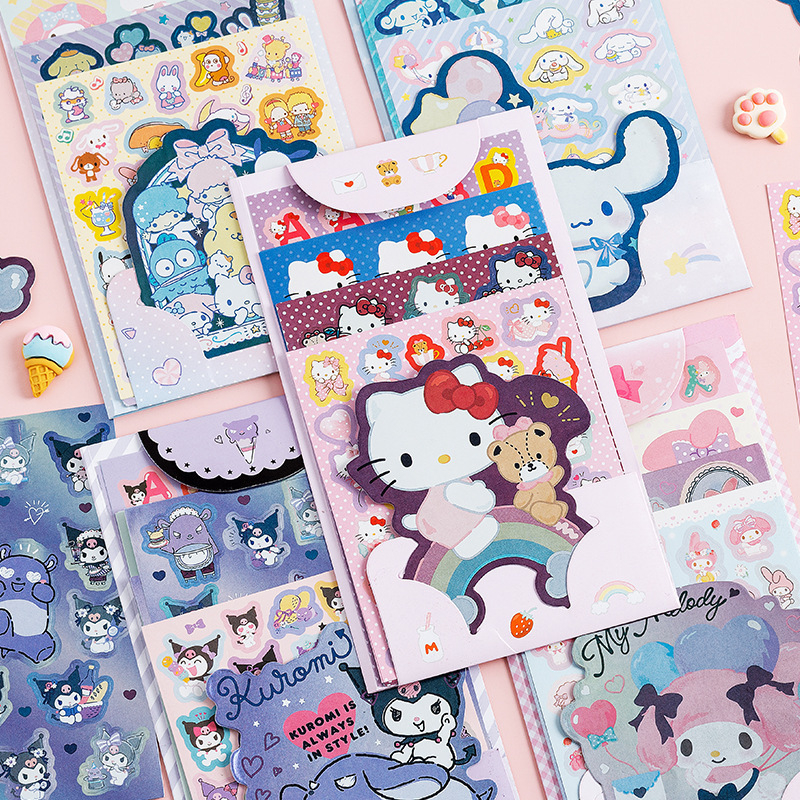 Sanrio Stickers Set Kuromi My Melody Cinnamoroll Laser Sticker Student ...