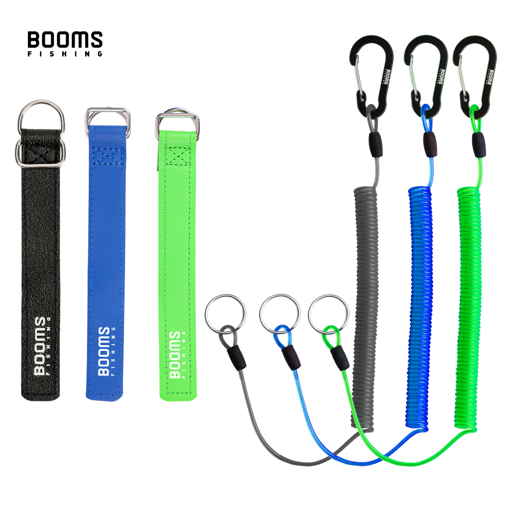 Booms Fishing T01 2M Fishing Coiled Lanyards with Rod Tie Beltb Fishing Lanyard for Boating
