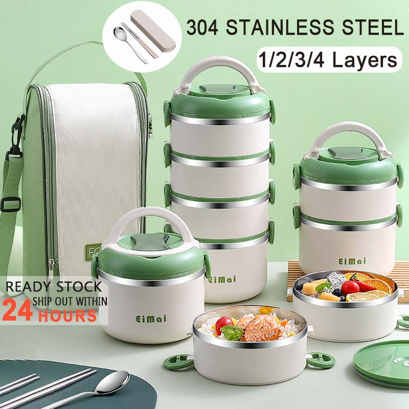 4/3/2 Layer Thermal Insulated Lunch Box 304 Stainless Steel Food ...