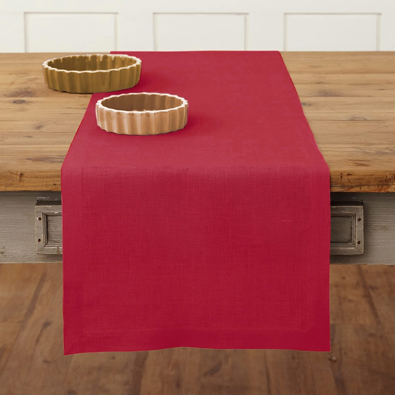 30cm Pure Color Linen Table Cloth 6 Seater Burlap Red Table Cover Retro