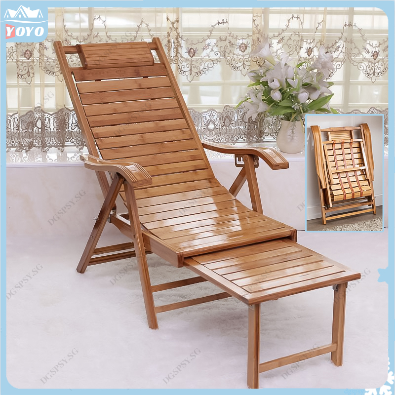 Bamboo recliner folding chair adult lunch break siesta chair armchair ...