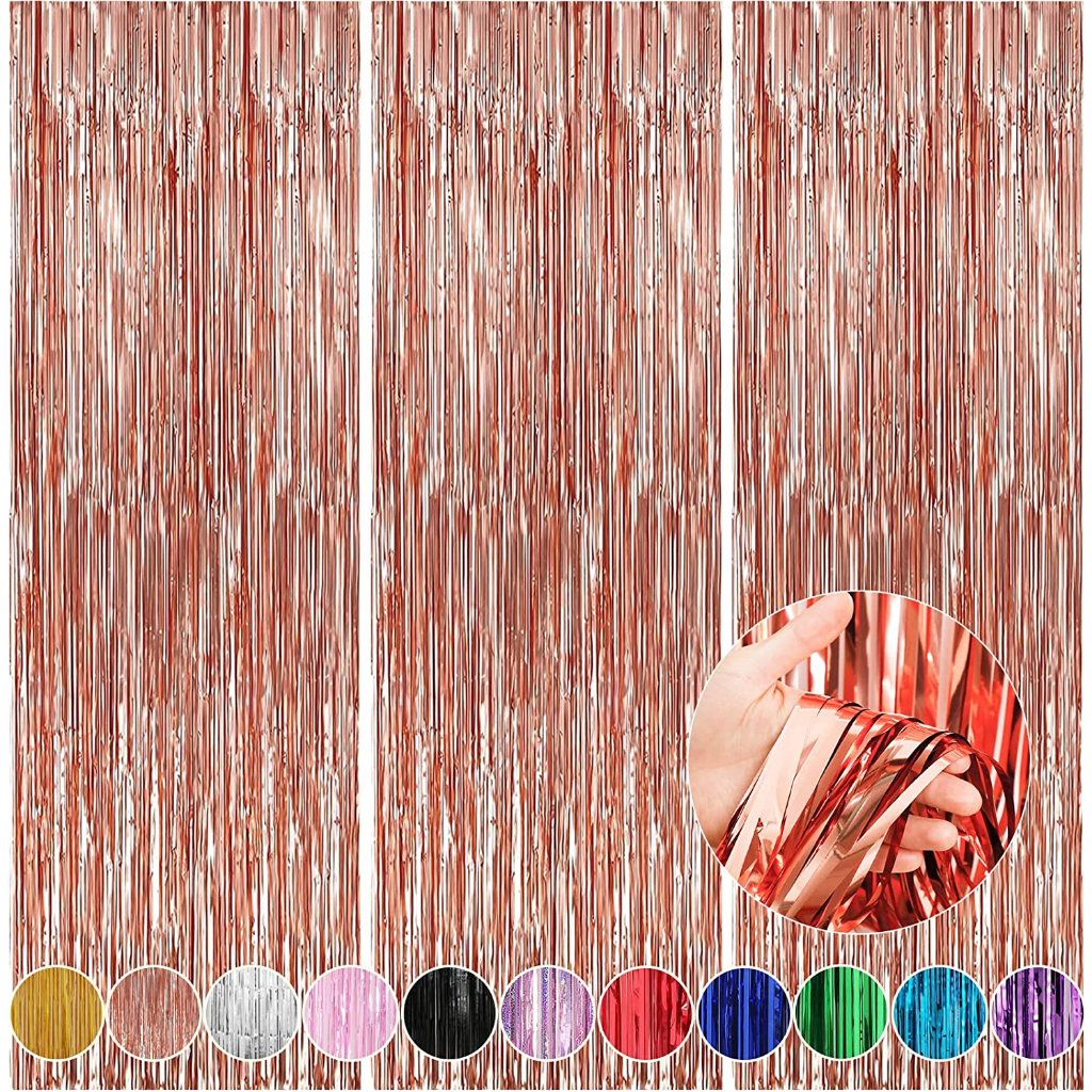 Rose Gold Foil Fringe Curtains Party Decorations Tinsel Curtain