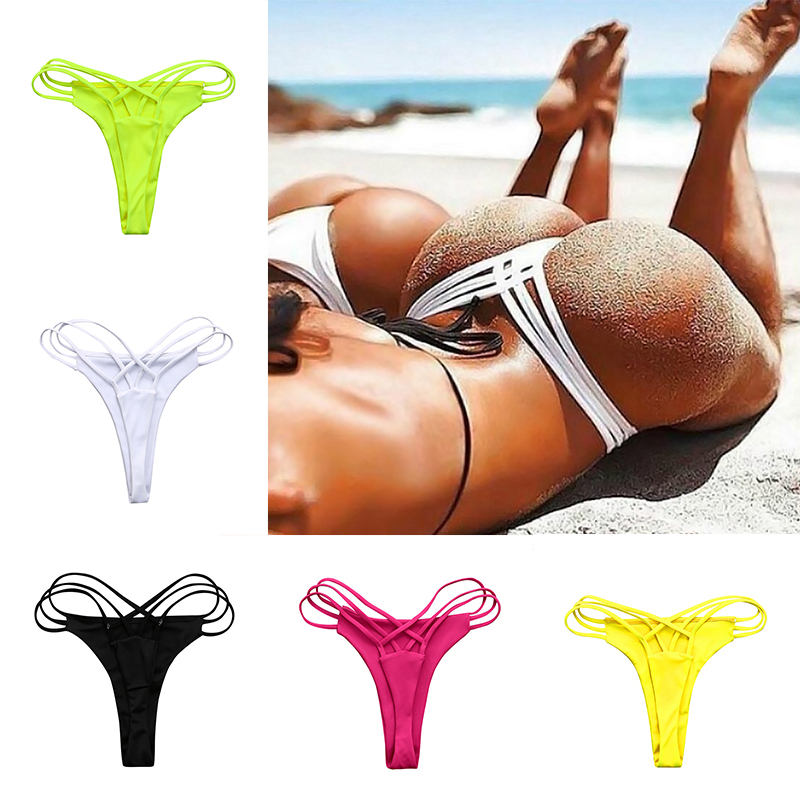 Sexy Bikinis Bottom Swim Trunks G-string Cross-strap Panties Women Bikini  Swimwear