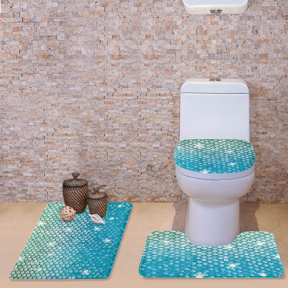 Toilet Mat Bathroom Mat 3 Piece Bathroom Rug Set Toilet Seat Cover Shower Mat NonSlip Bath Mat