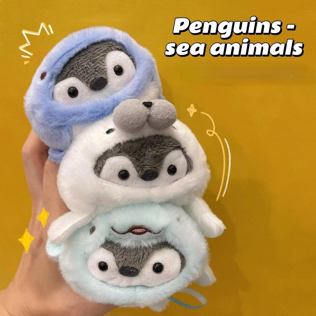 Kawaii Penguin Plush Keychain Cute Keychains Ocean Series Stuffed Toy ...