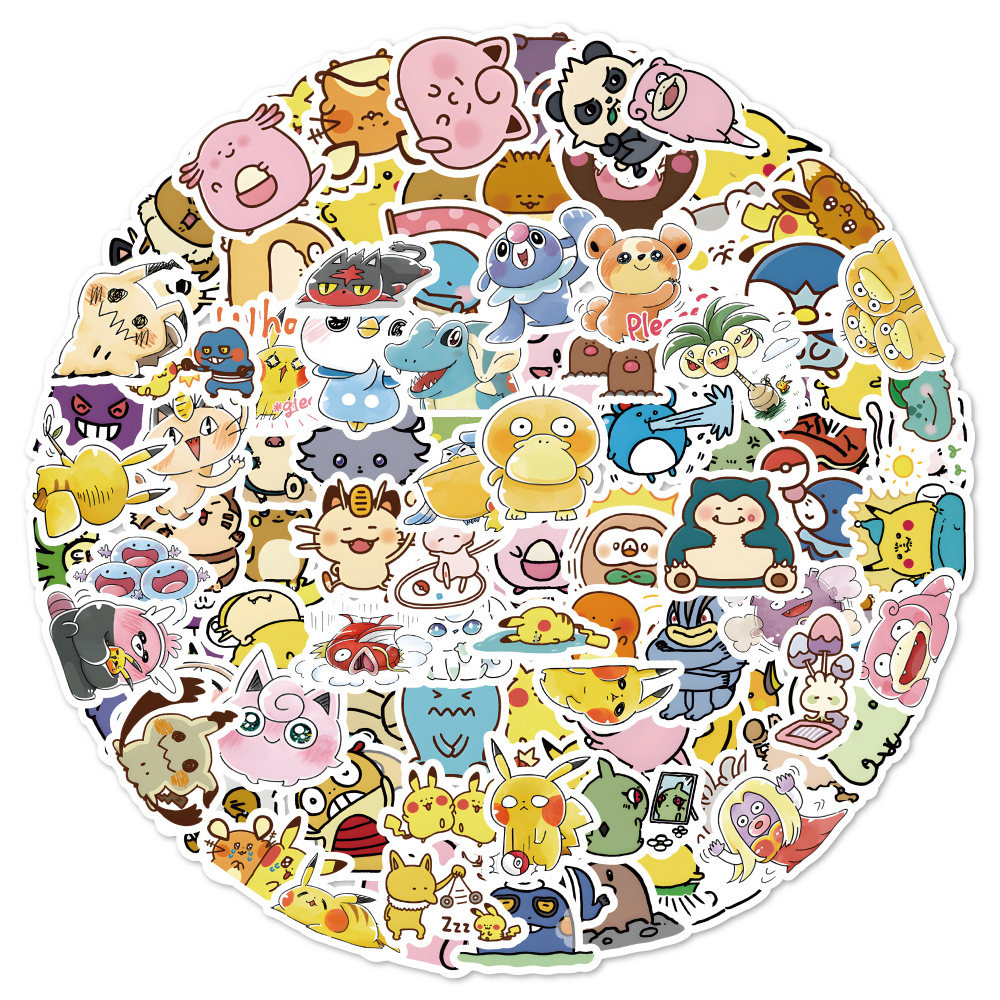 120 60pcs Anime Cute Pokemon Pikachu Stickers For Helmet Bicycle Hand