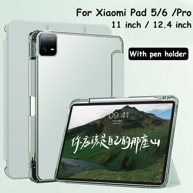 For Xiaomi Pad 6 Pro Case 11 inch Trifold PU Leaher Soft Back Stand Tablet  Funda For Mi Pad 6 Xiaomi Mi Pad 6 Pro 2023 Case+Pen