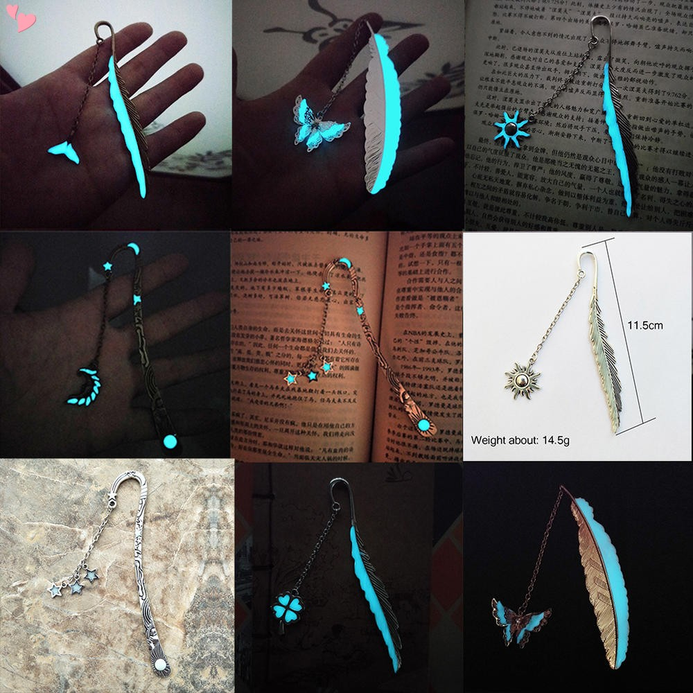 Cute Illuminated Metal Feather Bookmarks Owl Dragonflies Butterflies ...
