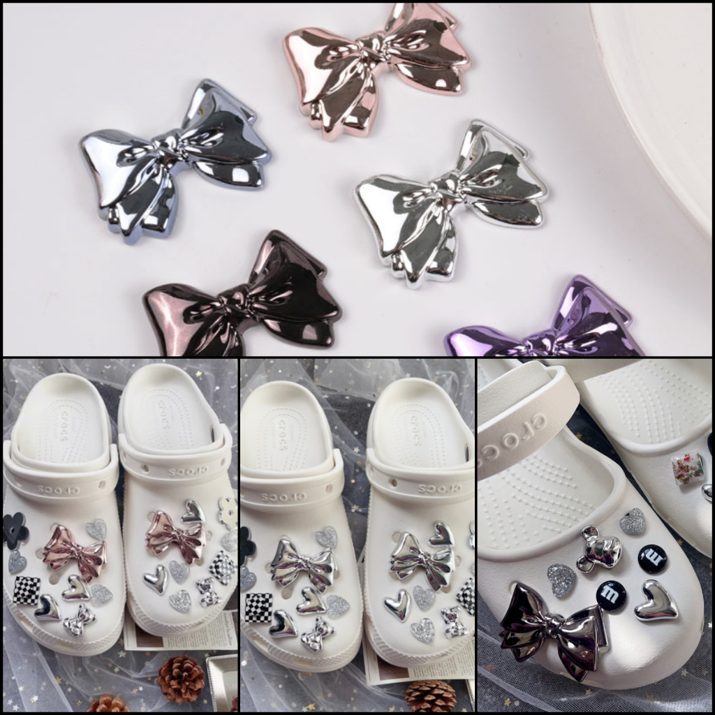 2PCS BIG BOW crocs jibbitz diy shoe accessorie ins Shoe Decoration Sticker croc clog jibbitz Shoe Buckle for crocs charm pin
