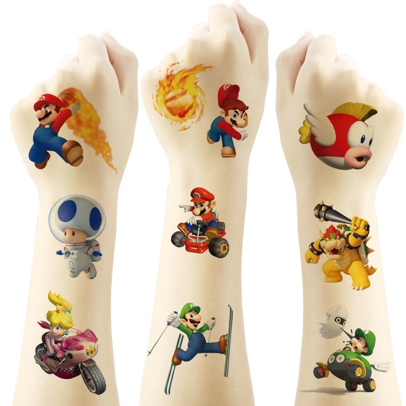 Game Theme Super Mario Bros Tattoos Waterproof Temporary Tattoo Sticker ...