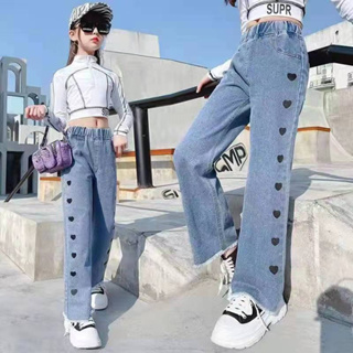 Baby Girls Denim Jeans Stretch Kids Wide Leg Pants Children