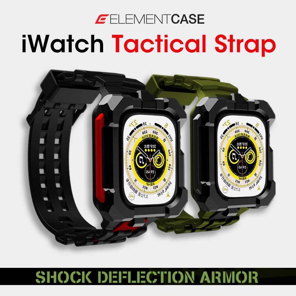 Elementcase Tactical Strap for iWatch 45mm 44mm 41mm 40mm Watchband TPU PC Special Ops Band with Protective Case Cover Shock proof Bumper for iWatch Series 8 7 6 5 4 SE2 Shopee Singapore