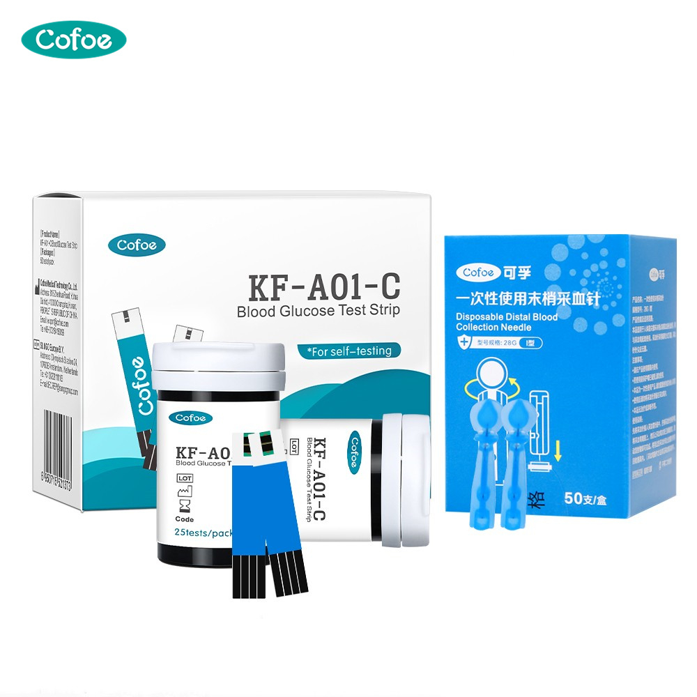 Cofoe KFA01C Blood Glucose Sugar Test Strips with Free Lancets(50's