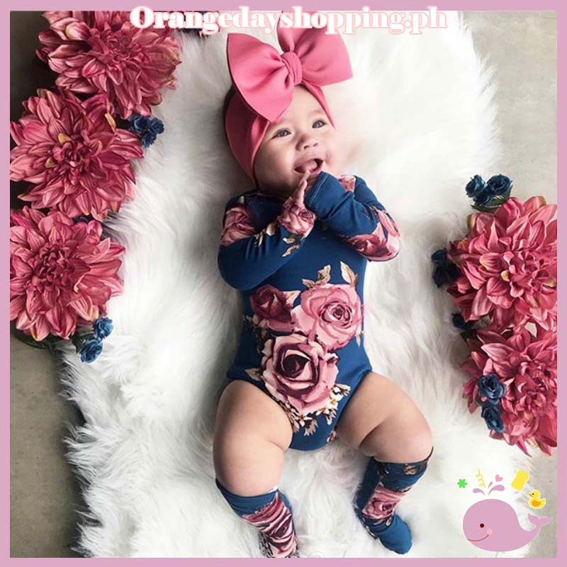 TY Fashion Cute Newborn Baby Girl Off Shoulder Flower Long Sleeve Romper Leg Shopee Singapore