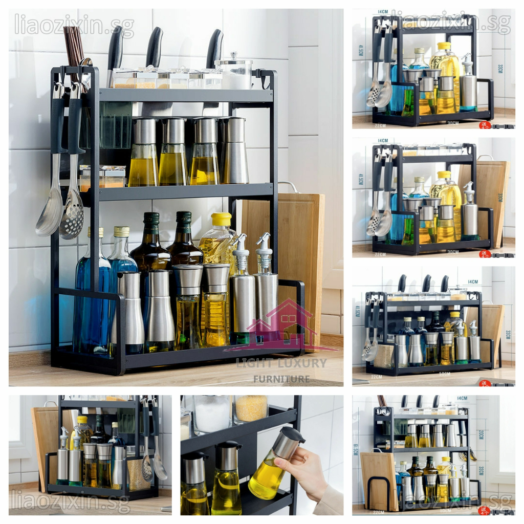 Multifunctional stainless steel spice rack condiments organizer kitchen rack multilayer