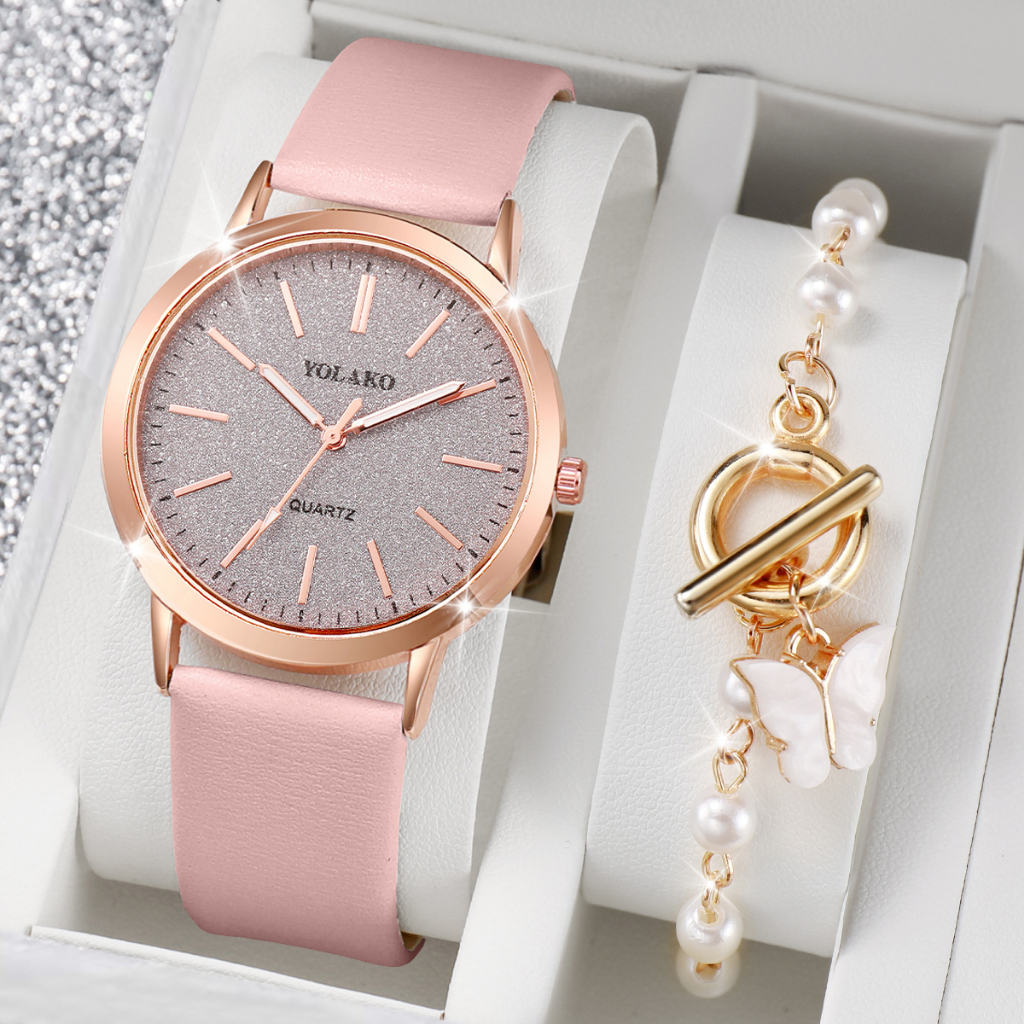 Watch+Bracelet】Watch Bracelet Set Fashion Starry Sky Leather