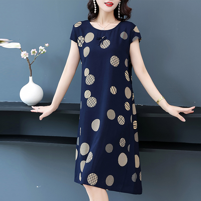 XL-6XL Summer Vintage Plus Size Dress Women Clothes O-Neck Short Sleeve  Women Dress Summer Elegant Casual Print Midi Dresses