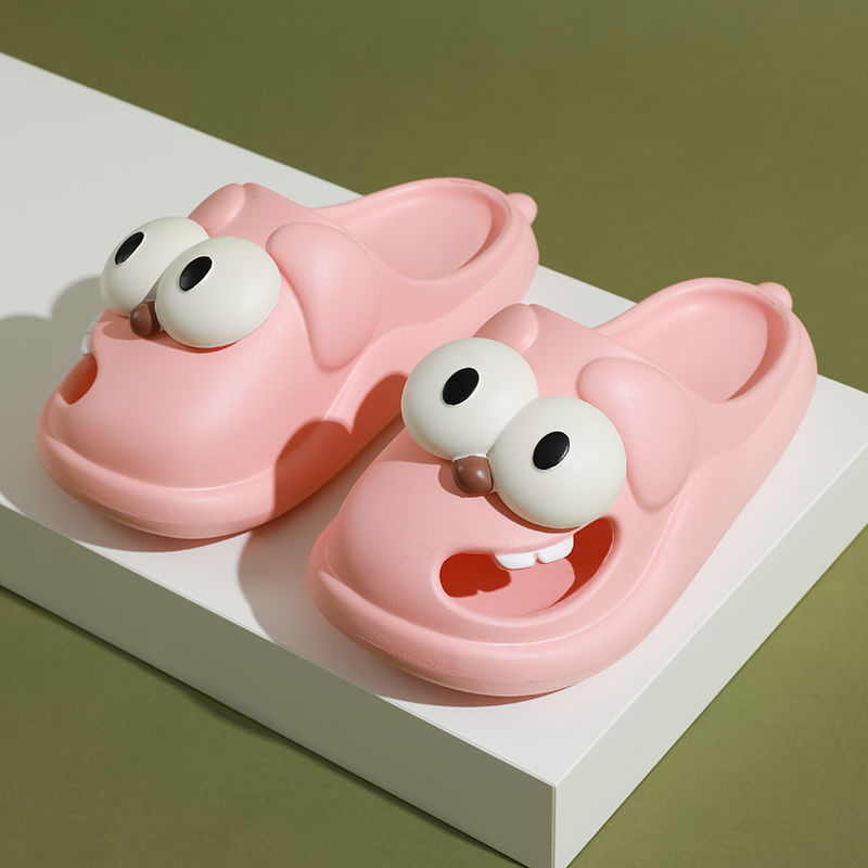 Big Eye Dog Slippers Tongue Kiss Slippers Cute Funny 3d Big Eye Dog Fun Cartoon Package Head Eva Slippers For Women Shopee Singapore