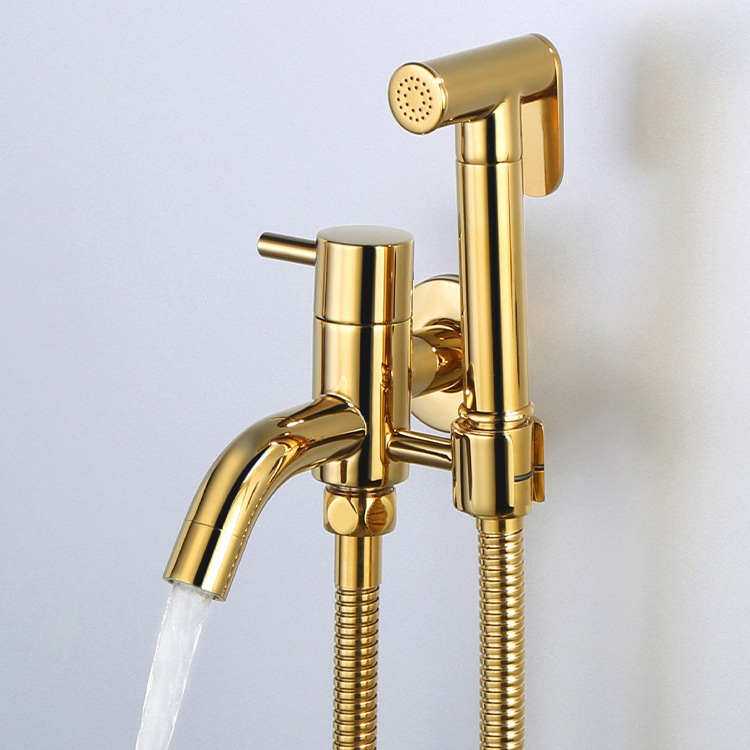 Toilet bidet sprayer with faucet solid brass bathroom handheld shower ...