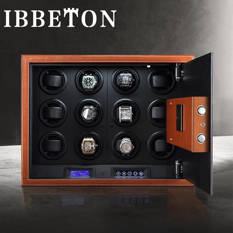 IBBETON Automatic Watch Winder Safe Box Carbon Fiber Double Watch ...