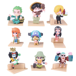 9Pcs/Set One Piece Luffy Zoro Sanji Nami Brook Japanese Anime Figures Gift  TOY