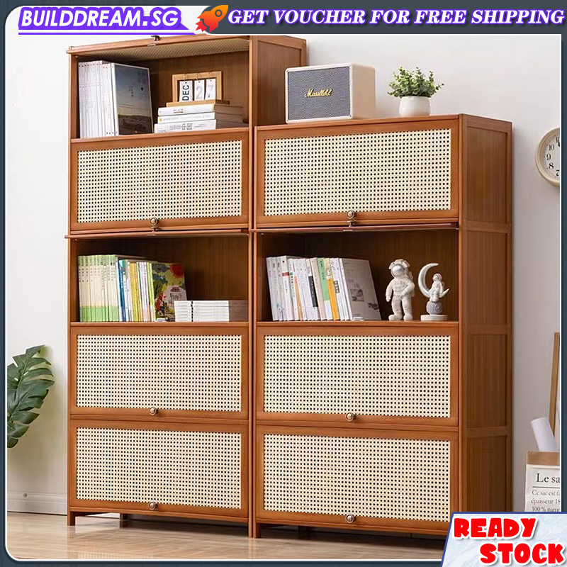 Bamboo Bookshelf Book Cabinet Wall Bookcase Storage Cabinet Rack ...