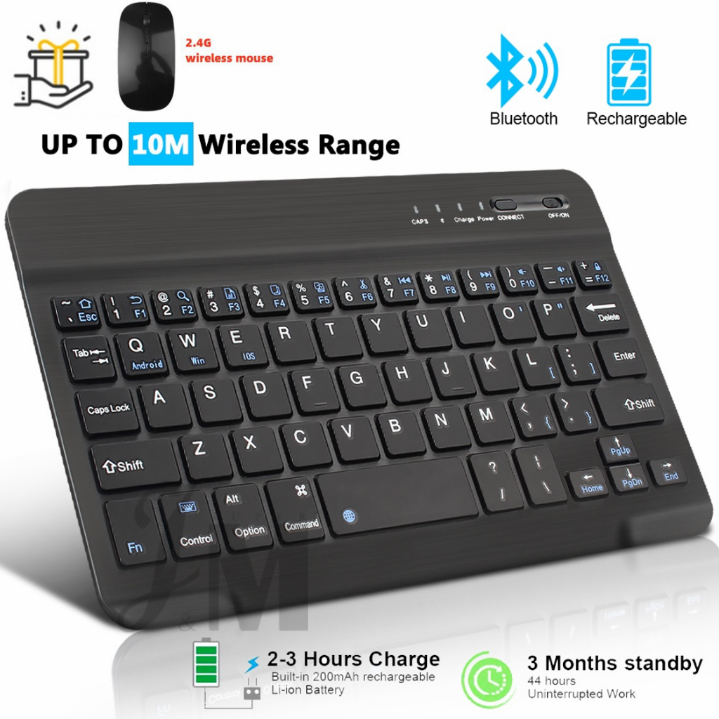 Mini Wireless Bluetooth Keyboard Rechargeable For Phone Tablet English ...