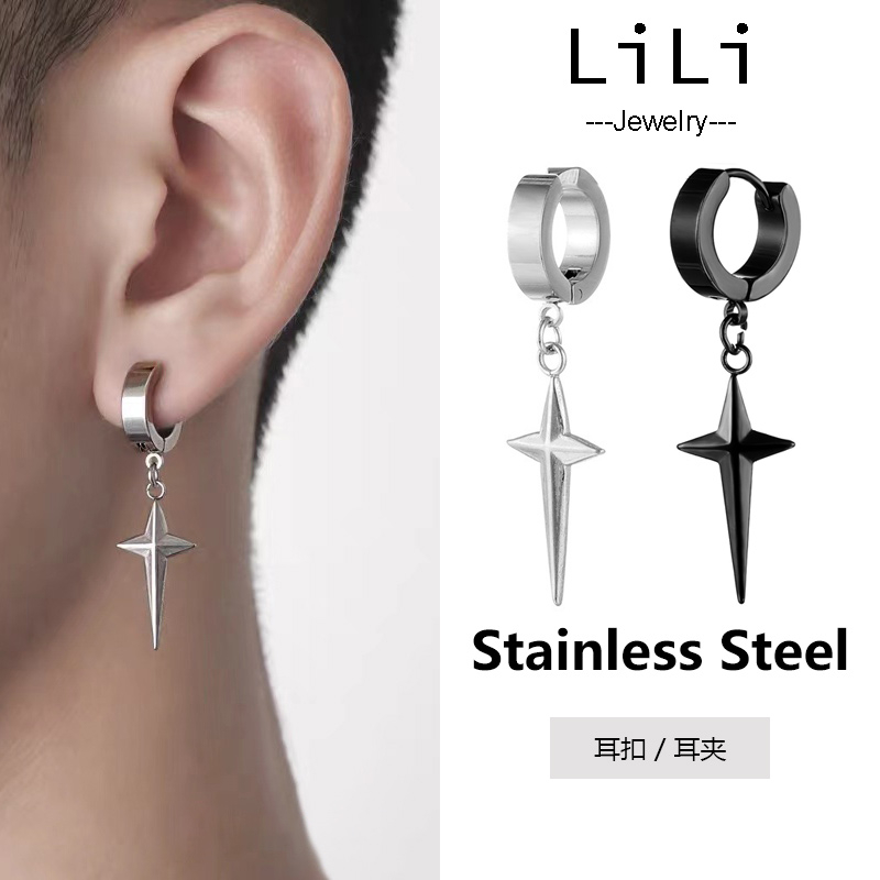 Dangle cross earrings on sale men