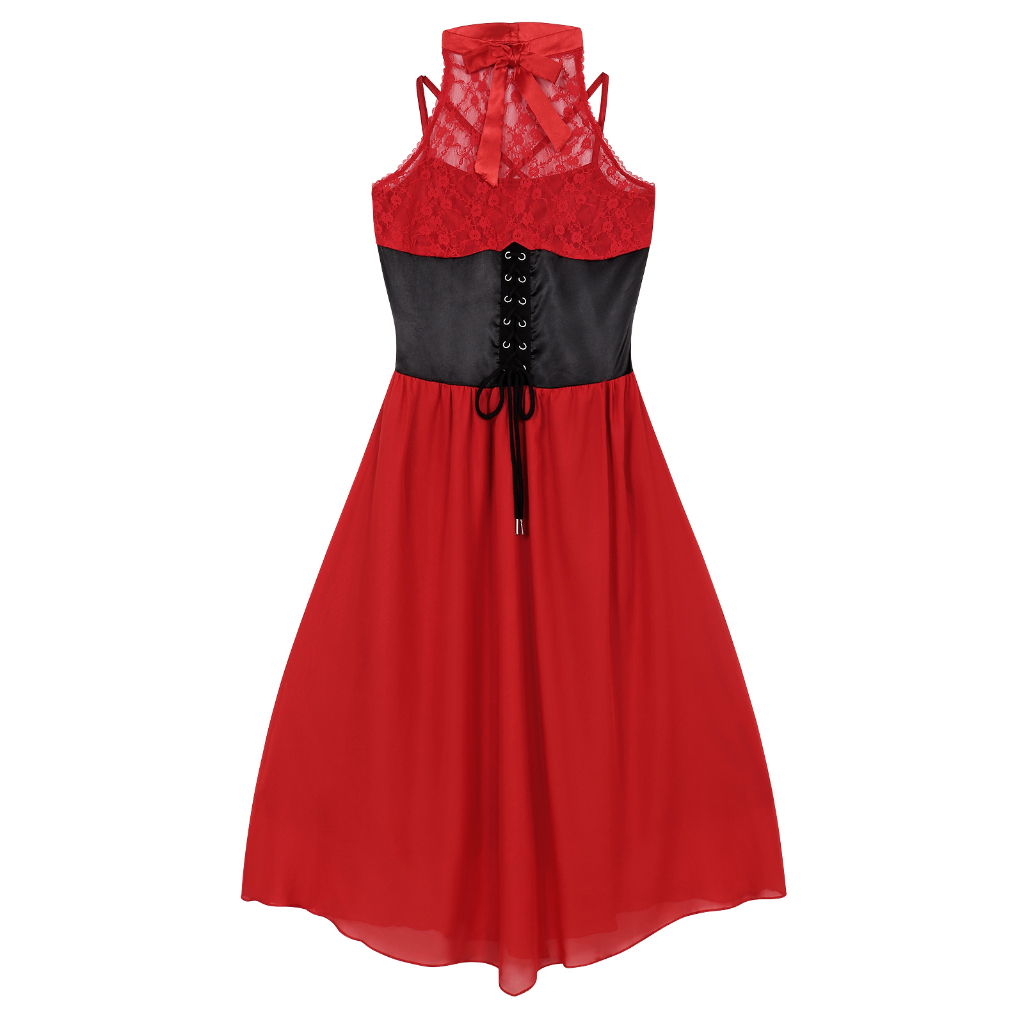 Women s sleeveless Gothic dress with tight fitting corset and lace hanging cocktail party dress formal Halloween Shopee Singapore