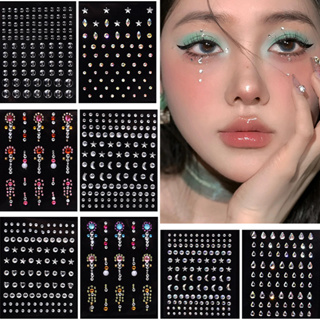 Face Jewels, 6 Sets Face Gems Stickers, Mermaid Festival Face Jewels  Rhinestones Rave Eyes Body Temporary Stickers Crystal Face Gems for  Halloween Carnival Music Party