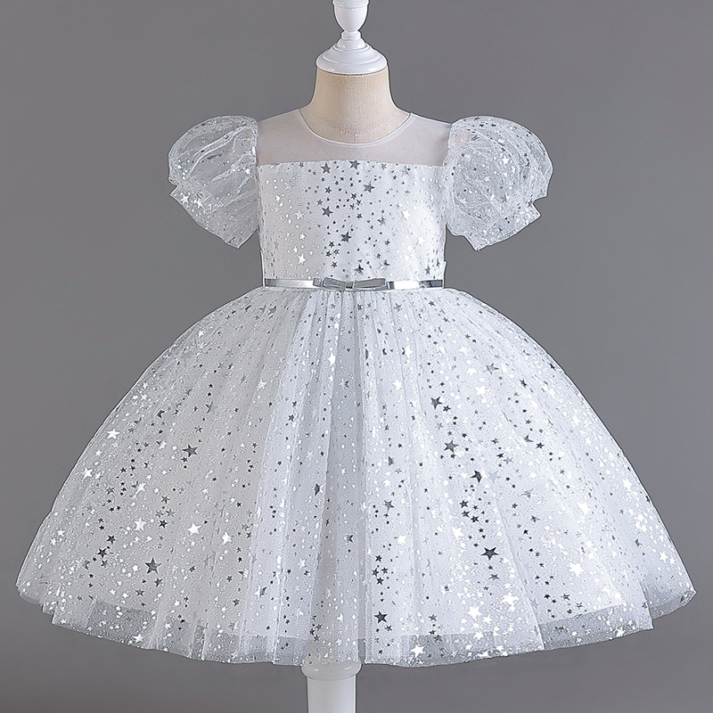 3-12 Year Old Girl Princess Dress Bubble Sleeve Sequins Puffy Mesh Short  Dresses For Birthday Party Children Dance Performance Gown | Shopee  Singapore