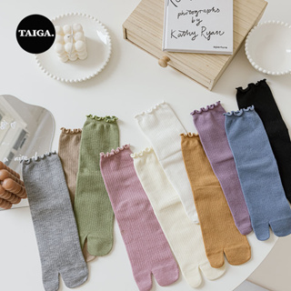 Cotton Socks, Two Toe Socks, Elastic Cotton Tabi Socks 3 Pairs, 3 Colors 