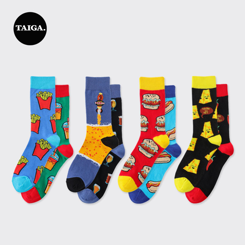 Taiga Mismatched Funny Long Socks Men Cotton Food Crew Socks Shopee