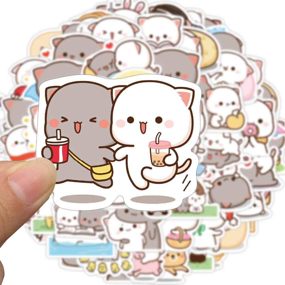 [Large Stickers]60pcs Cute Animal Cats Graffiti Stickers Cartoon ...