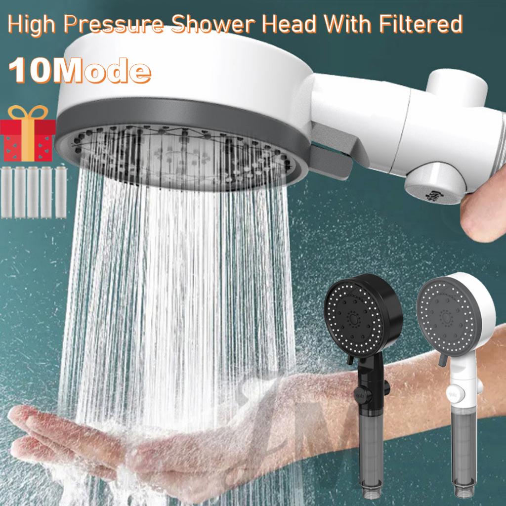 10 In 1 High Pressure Shower Head With Filtered One Key Stop Water ...