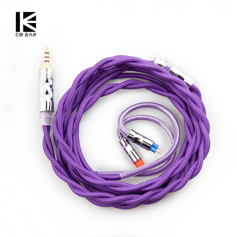 KBEAR ST5 4N Pure Silver+4N OFC Mixed Earphone Upgraded Cable 2PIN/MMCX ...