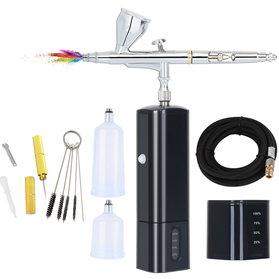 Portable Airbrush Kit 0.3mm 7cc Gravity Feed Airbrush with