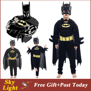 Batman Costume Cosplay Suit For Kids Adult Jumpsuit Cloak Outfit