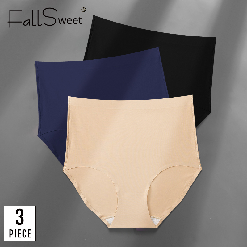 FallSweet 2PCS/Set Seamless Women's Panties Invisible Underwear Solid Color  Briefs Comfort Silk Sexy Lingerie Ladies