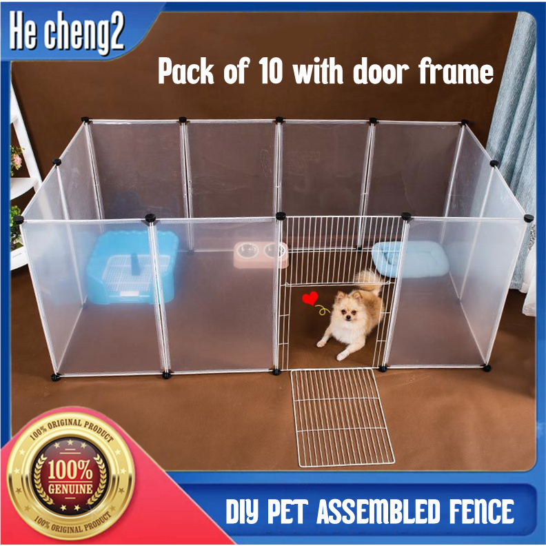 【SHIP IN 24 HOURS 】 Pet Playpen with door 10PCS Animal Pen DIY Pet Fence Indoor Shopee Singapore