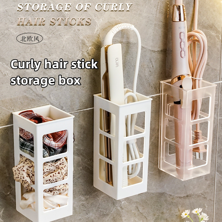 Hair Curler Storage Rack Punch Free Wall Mounted Hair Straightener  Organizer Hair Tools Storage Rack Furniture Bathroom Storage Box